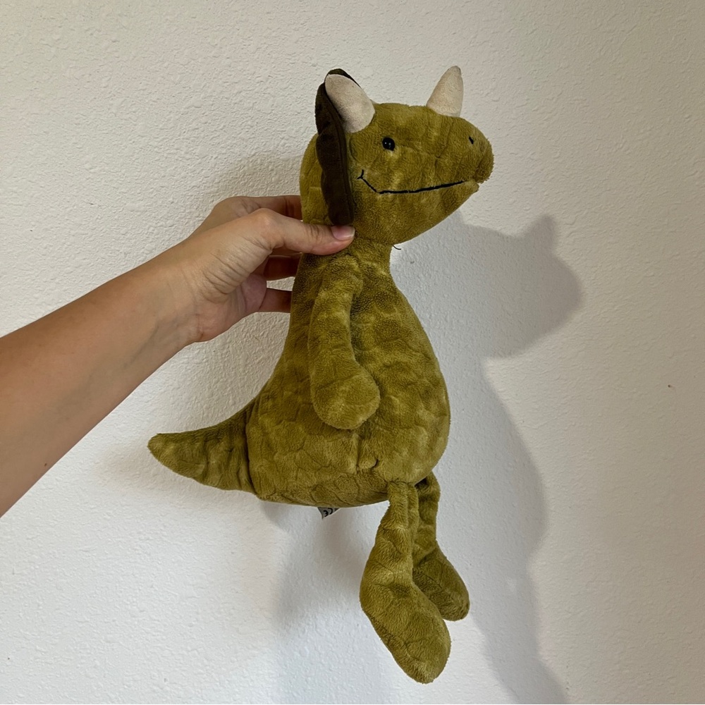 Jellycat Trevor Green Triceratops Dinosaur Stuffed Animal Bean Bag Plush Toy 12" - Picture 2 of 6